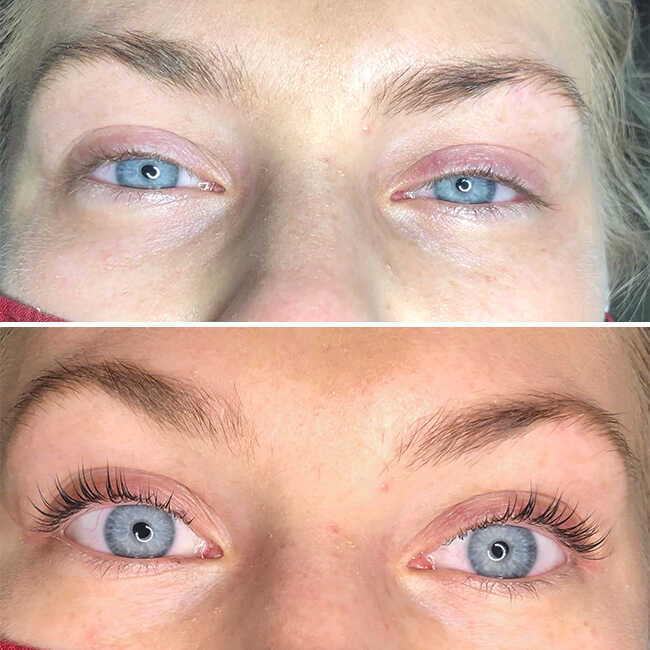 Luxe brow and lash tint before and after